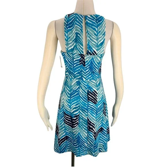 Trina Turk Robles 4 Dress NWT $148 Small Blue Zebra Animal Print Knee Casual Spr - Picture 4 of 7